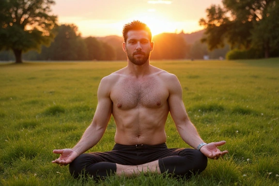 Mężczyzna uprawiający jogę na świeżym powietrzu
